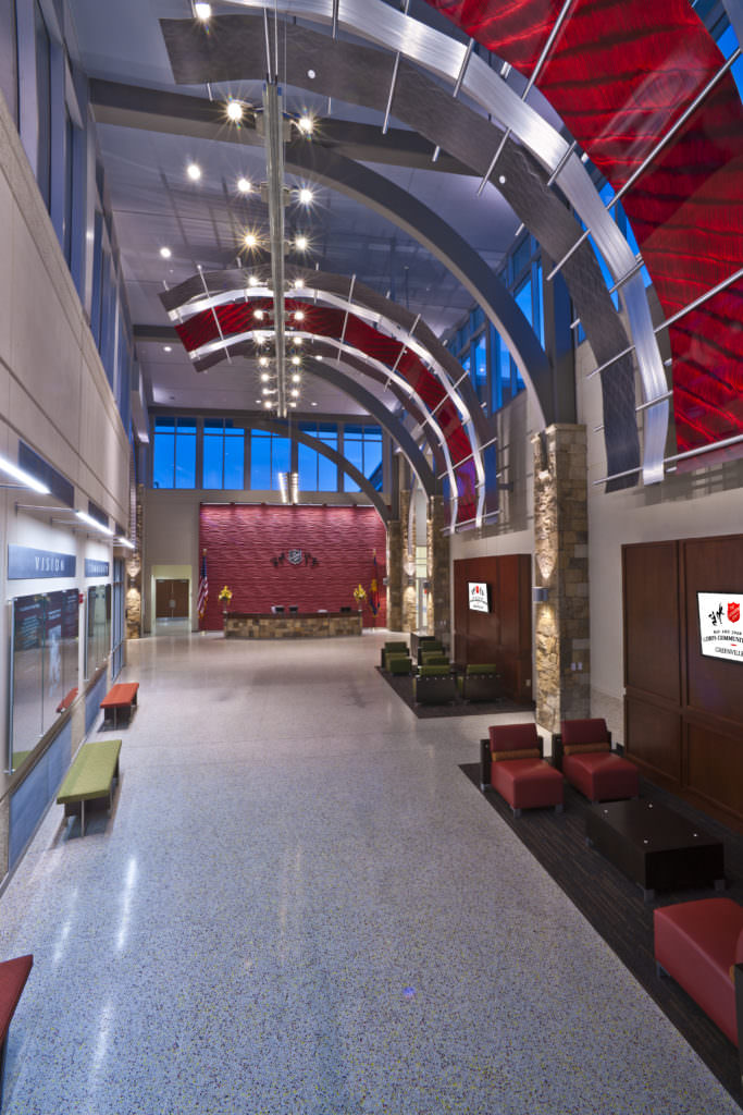 kroc center hallway wayfinding structures